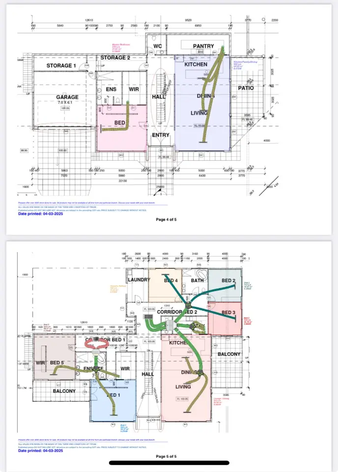 Air conditioning design and layout of duct work at indoor position